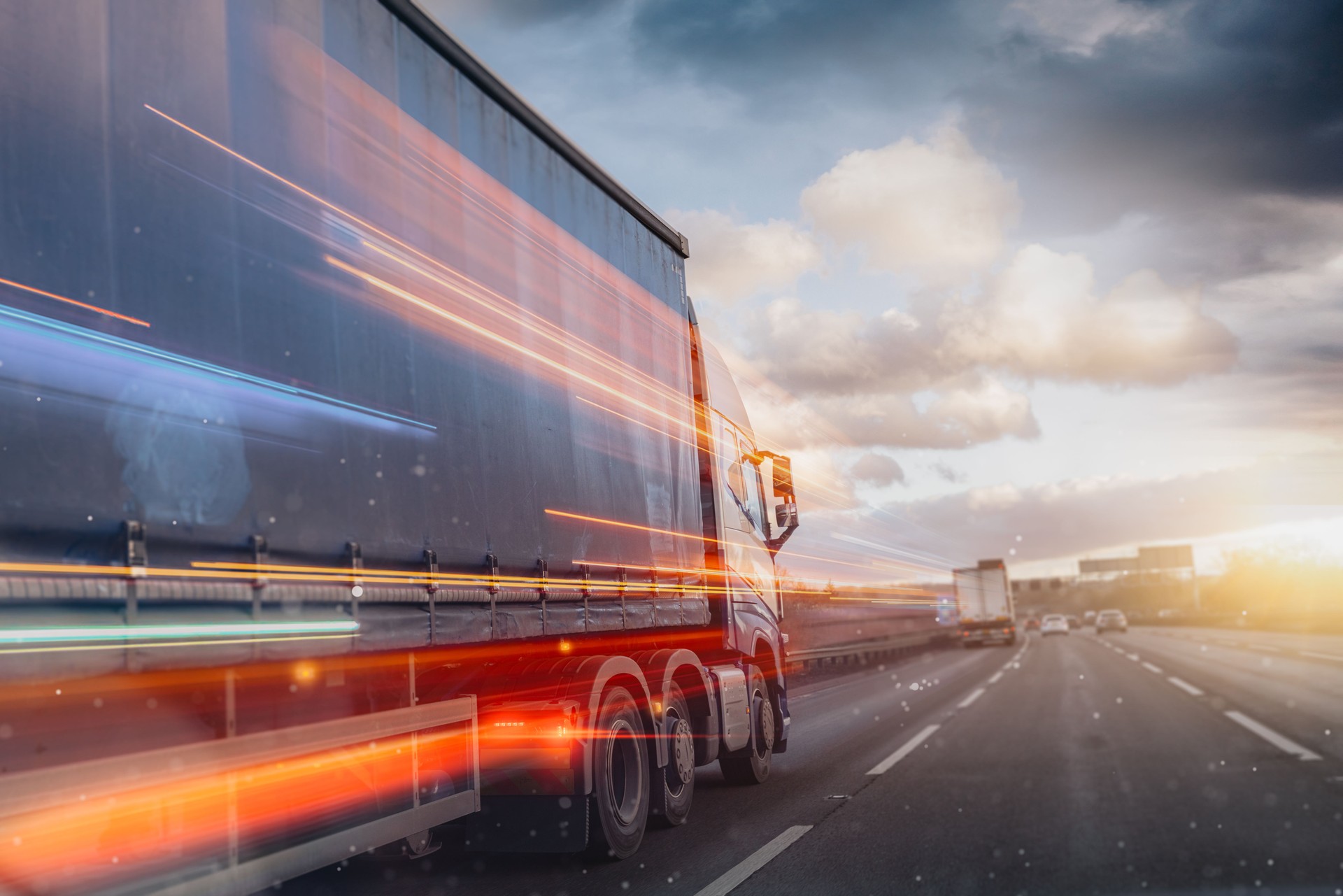 Lorry Cargo Transport Delivery in motion, United Kingdom M1 Motorway